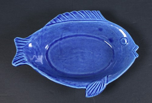Ceramic cobalt blue fish dish - cobalt,