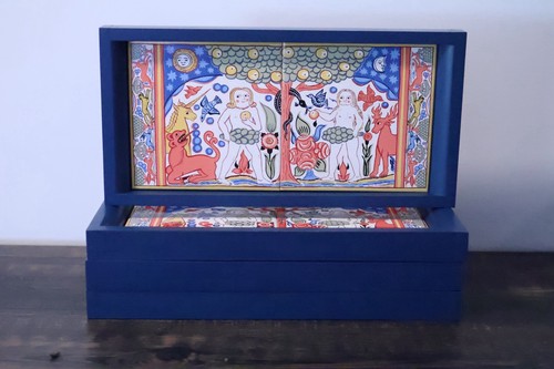 Hand painted wood nesting - hand,