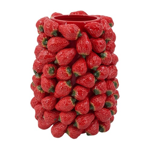 Strawberry shaped vase - strawberry-shaped, glossy