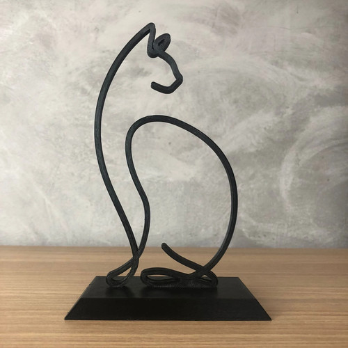Cat line art sculpture - cat,
