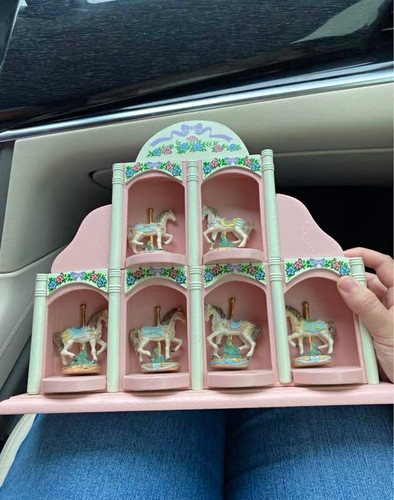 Pink wooden tiered figurine - tiered,
