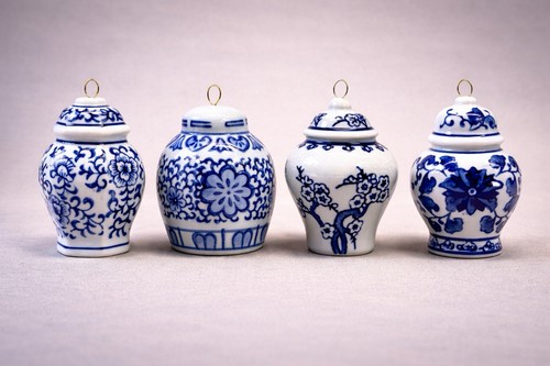Blue white mini - white, jar