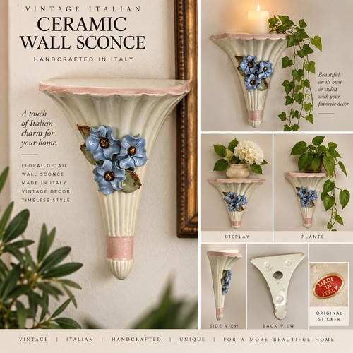 Vintage ceramic wall sconce - vintage,
